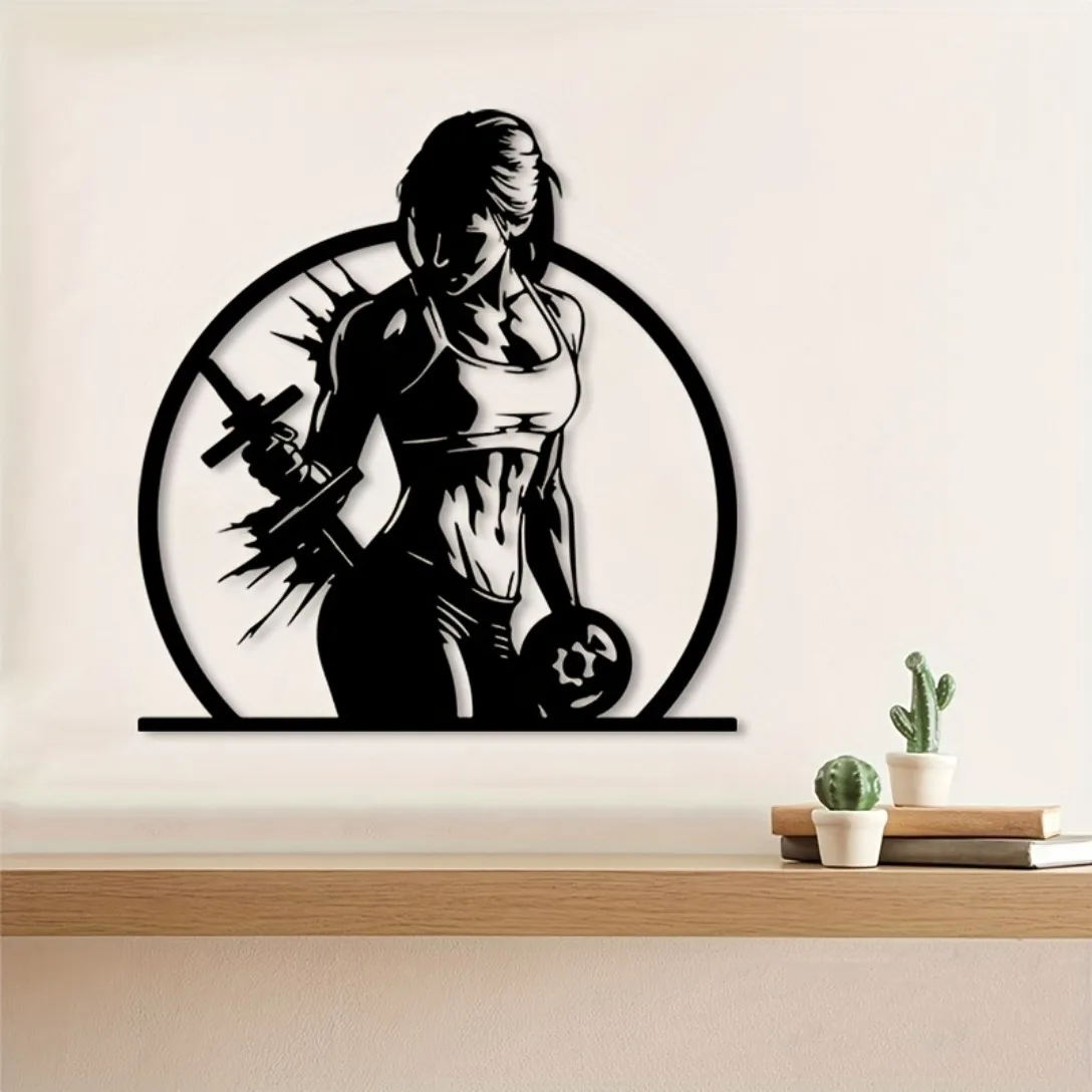 Iron Couple Bodybuilder Wall Art Fitness Gym Decor, Motivational Strength Training Sculpture for Indoor Outdoor Workout Room, La