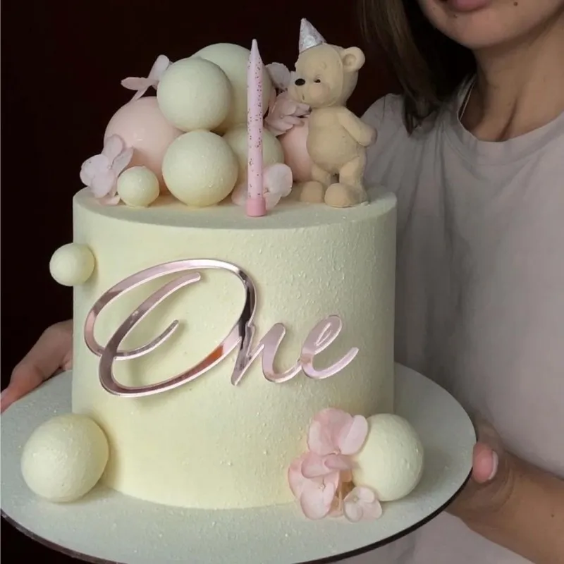 

Acrylic Birthday Cake Toppers Acrylic Baby's 1 yest old Birthday Party Decoration Kids Party Cake Toppers for Baby Shower