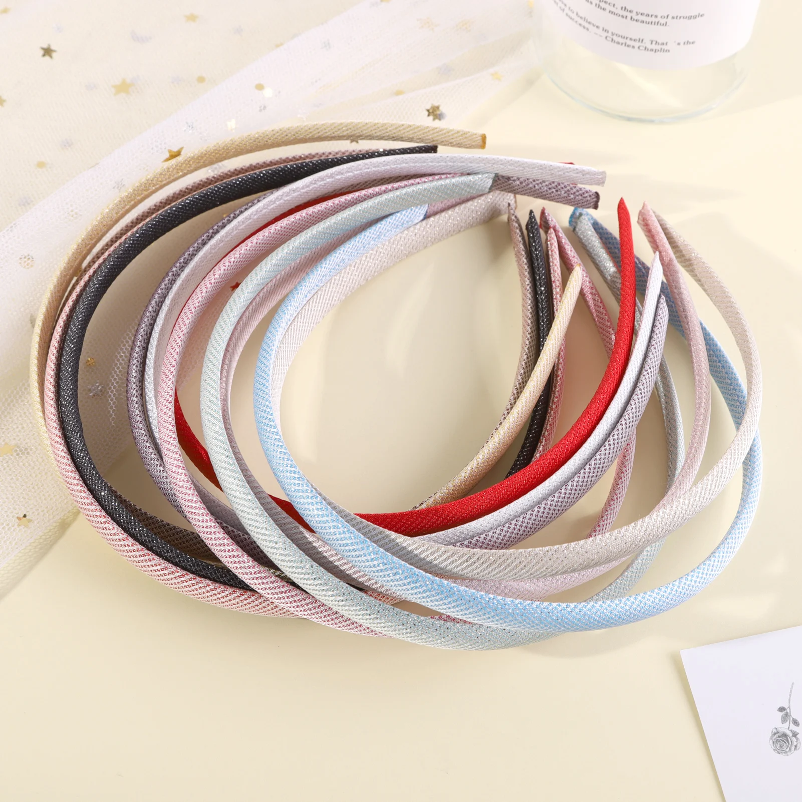 オニオンファブリックバンド,女性用ヘッドバンド,女の子用アクセサリー,ヘッドバンド,シンプルで上質なグリッド,プレーン,12色,1cm