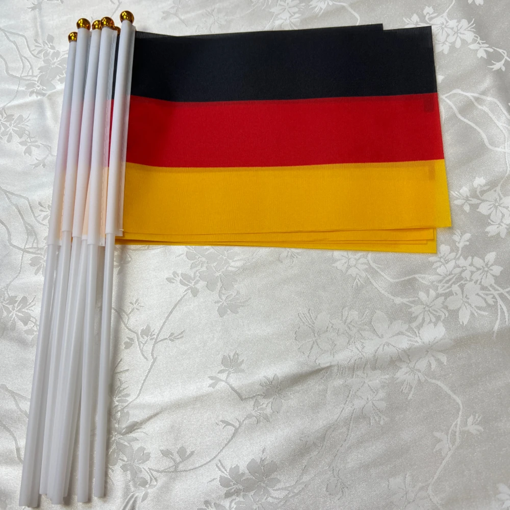 GermanyFlag 14*21cm Germany Hand Flag, World European DE Germany German National Hand Held Small Waving Flag Desk Decor