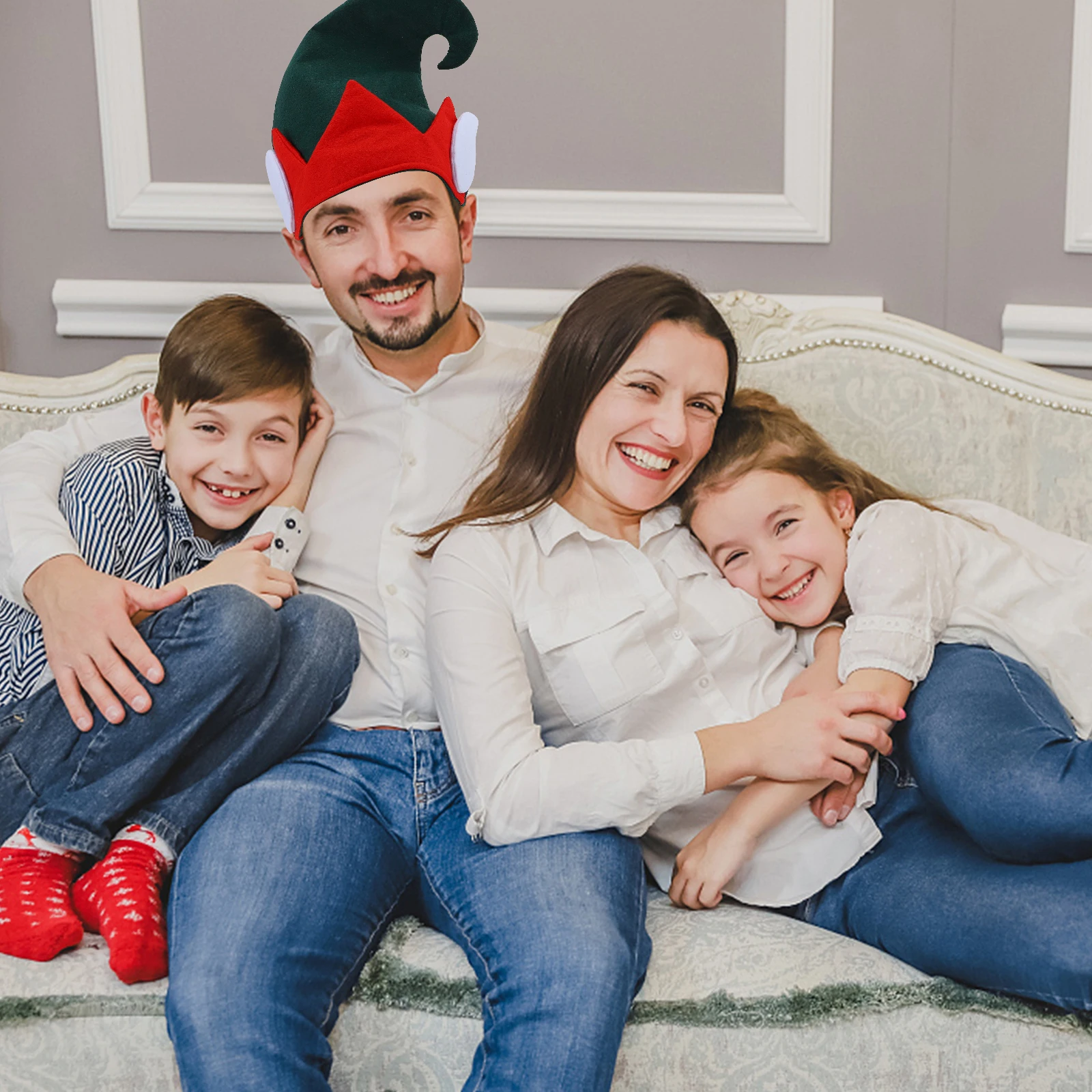 

2 Pcs Christmas Elf Hat Decorations Xmas Costume Props Headband Fabric Party Man