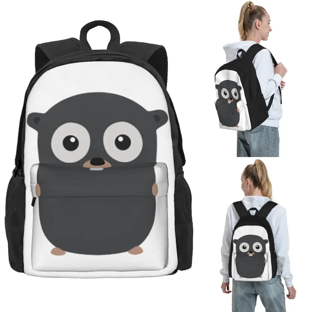 

Golang Gopher Backpack Hot Sale Daypack Large Capacity Boys Girls BookBag School Bag Shoulder Bags for Men Women