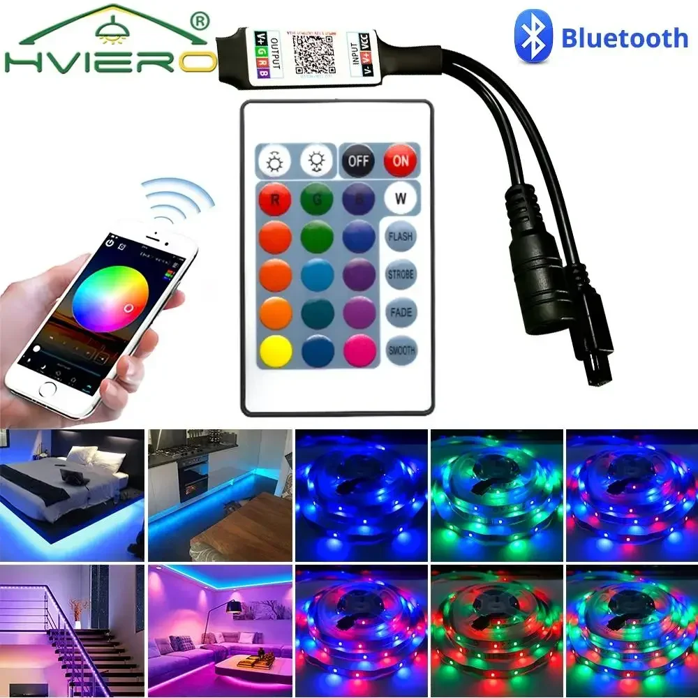 LED Color Controller Bluetooth Remote Control Led for 12V 5050 2835 Strips Light Ribbon Night Infrared 24Key Convert Connector