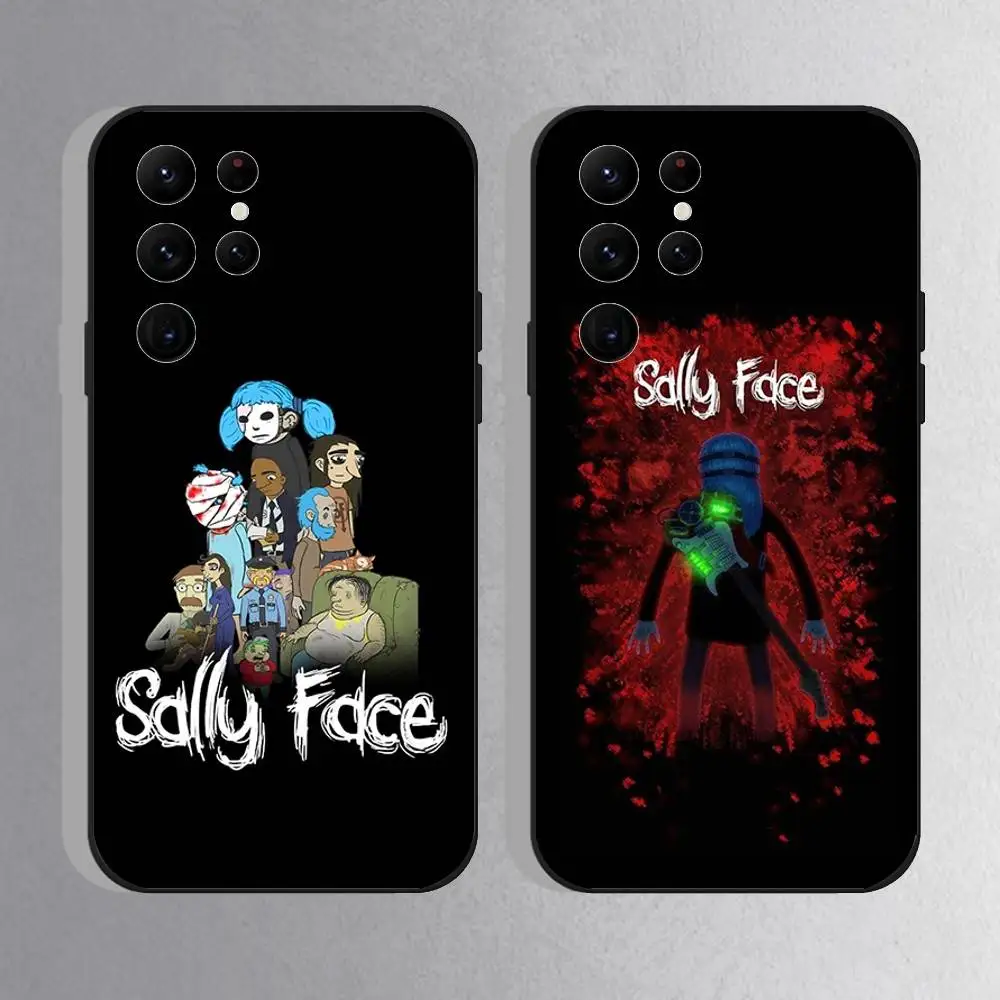 

Game S-Sally Face Phone Case For Samsung S25,S24 Ultra,S20,S30 plus,S22 plus,S23,S30 Ultra 5G Silicone Black Shell
