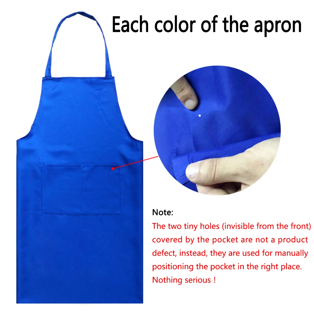 Polyester+ Cotton Blend Sleeveless Apron Black Red Coffee Orange Anti-wear Cooking Kitchen Bib Women Men Aprons With Big Pocket