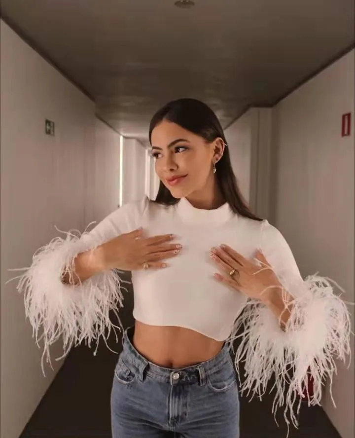 

Sexy Slim Fit ort Knitted Patchwork irt Women's Nightclub Top Faionable Chinese Sle Women's Clothing