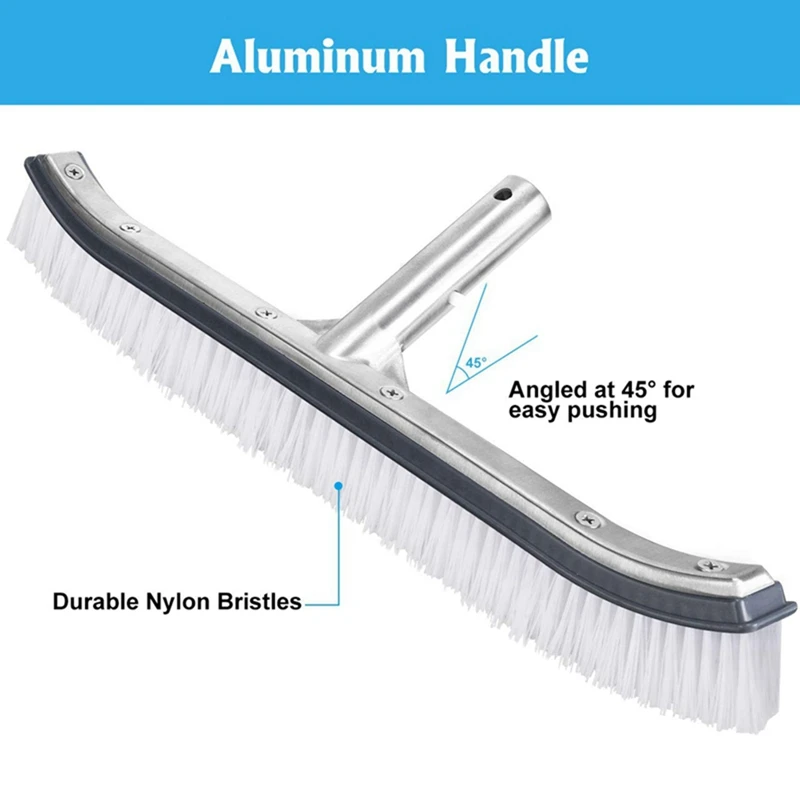 2X Swimming Pool Brush Head, 18-Inch Polished Aluminum Brush Head, For Cleaning Walls And Tiles (Not Including Poles)