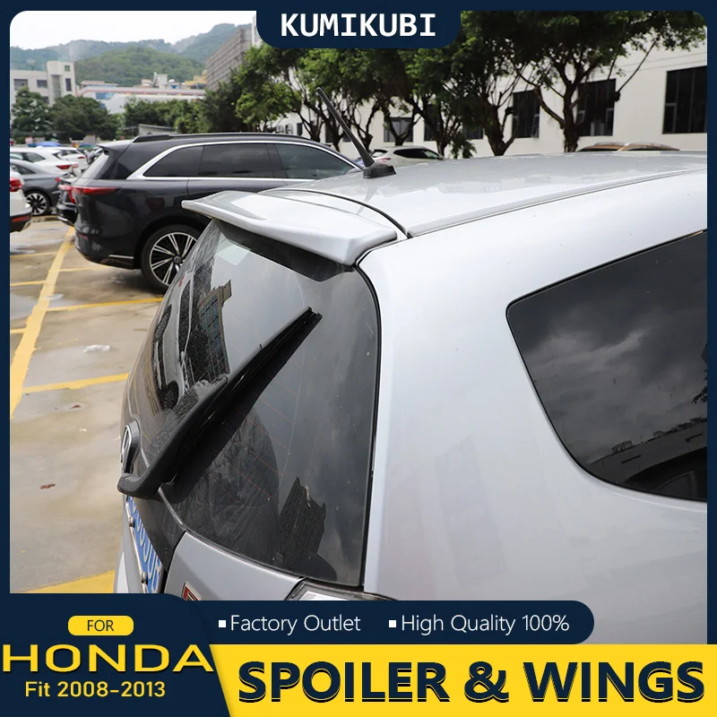 

For Honda Jazz Fit 2008-2013 Hatchback Rear Roof Spoiler Trunk Lid Wings ABS Plastic Black Carbon Car Exterior Tuning Accessorie