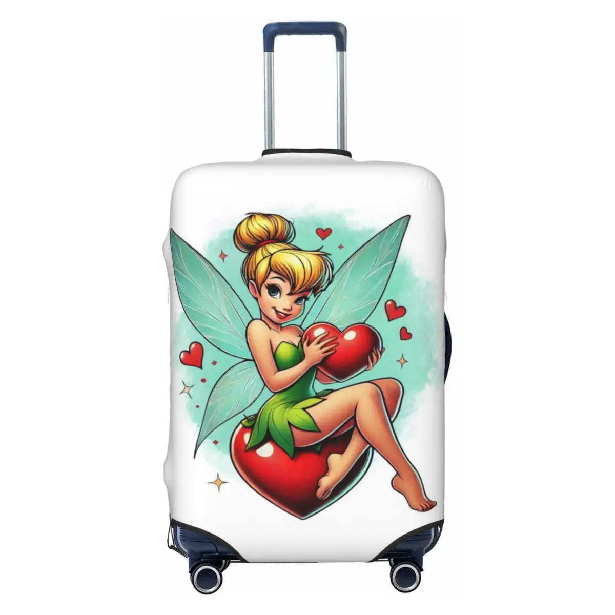 

Custom Tinker Bell Love Travel Luggage Cover Washable Suitcase Cover Protector Fit 18-32 Inch