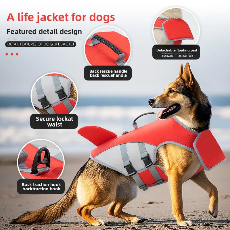 

Summer new dog life jackets, medium and large-sized dog swimming assistance outdoor training swimsuits, pet supplies