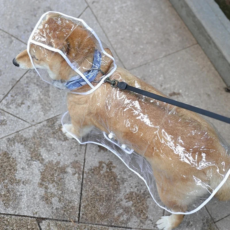 Dog Raincoat Transparent Waterproof Pet Raincoat Rainy Day Dog Walking Anti-wet PU Dog Raincoat Adjustable