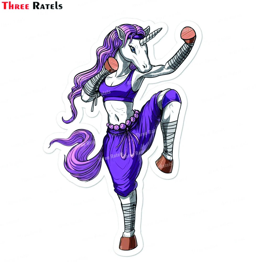 Three Ratels L845 divertido Fitness unicornio gimnasio entrenamiento decoración película antiarañazos impermeable propiedad portátil calcomanías