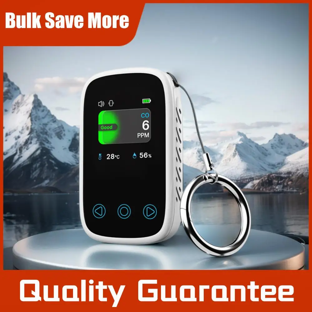 

Тестер качества воздуха 3-в-1 с автоматической регулировкой яркости, портативный измеритель CO, температуры и влажности с цифровым дисплеем для дома, улицы, гаража, путешествий