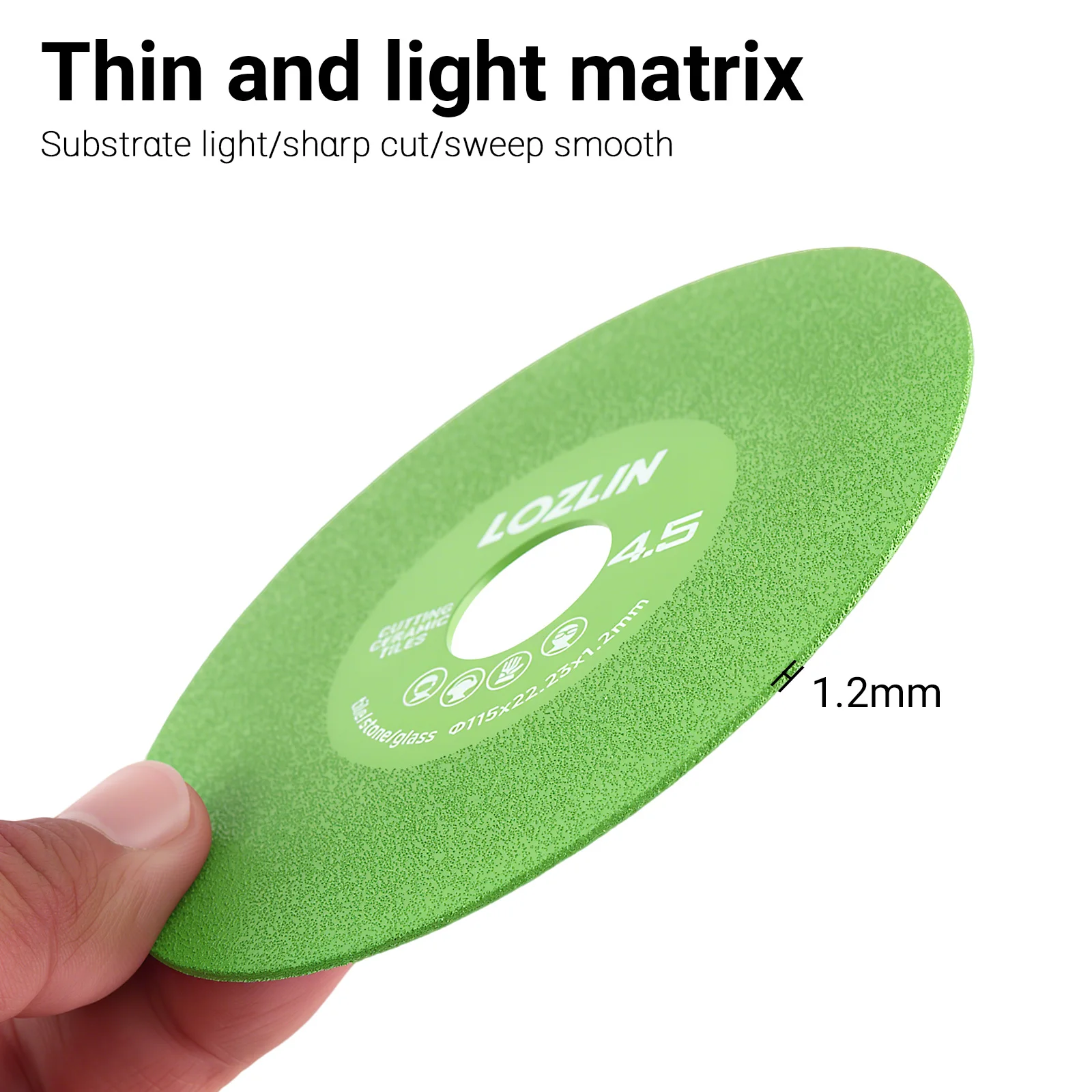 LOZLIN 2PCS 4.5Inch Diamond Grinding Disc Flat Saw Blade 115mm for Angle Grinder Marble Ceramic Glass Tile Cutting Grinding Tool view 6