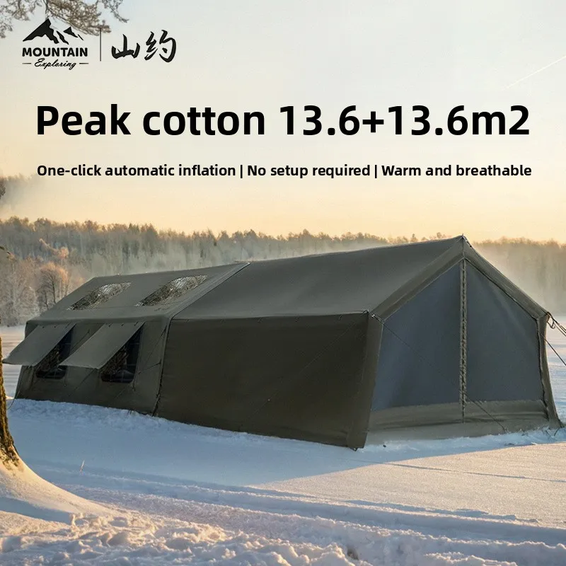 

Automatic inflatable tent army green cotton winter warm canopy outdoor camping overnight camping equipment
