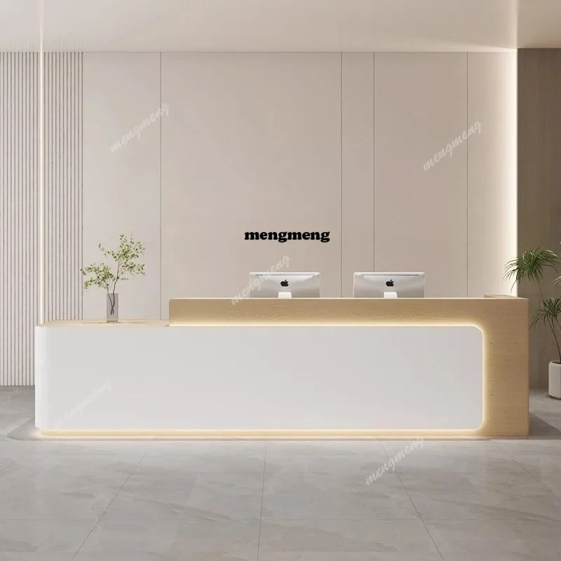 

F5822 Nordic Cream Style Reception Desks Modern Design Hotel Beauty Salon Cashier Desk Luxury Office Furniture Atril Conferencia