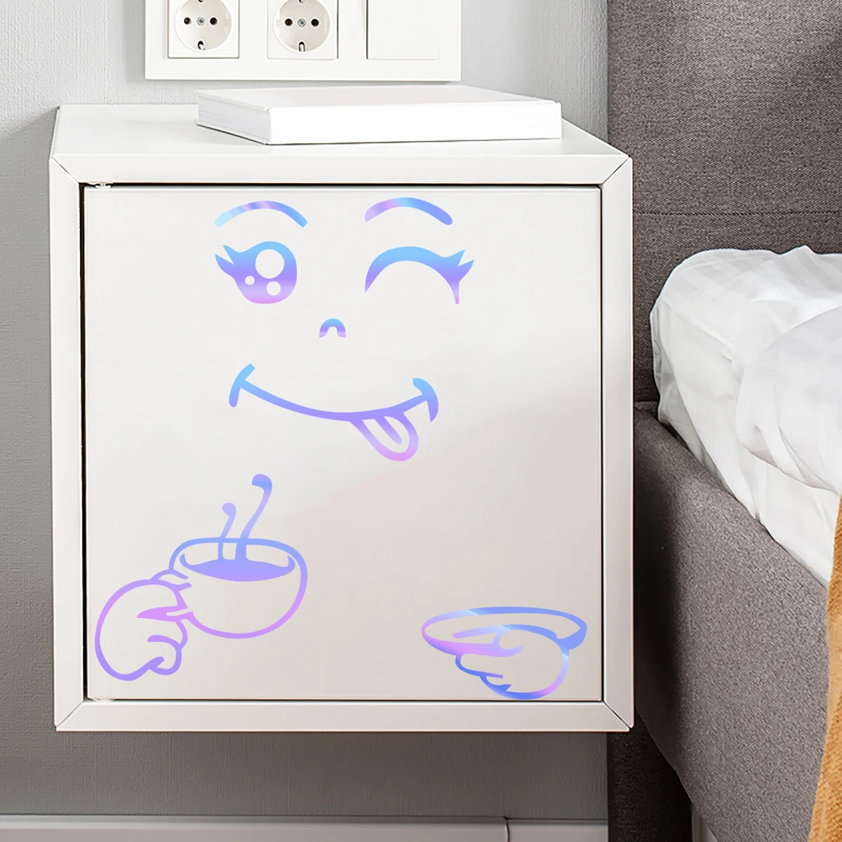 Cartoon Niedliche Lächelnde Gesichter Leuchtende Wandaufkleber für Kinderzimmer Dunkel in der Nacht Kleiderschrank Kühlschrank Heimdekoration Wandkunst Aufkleber – Detail 10