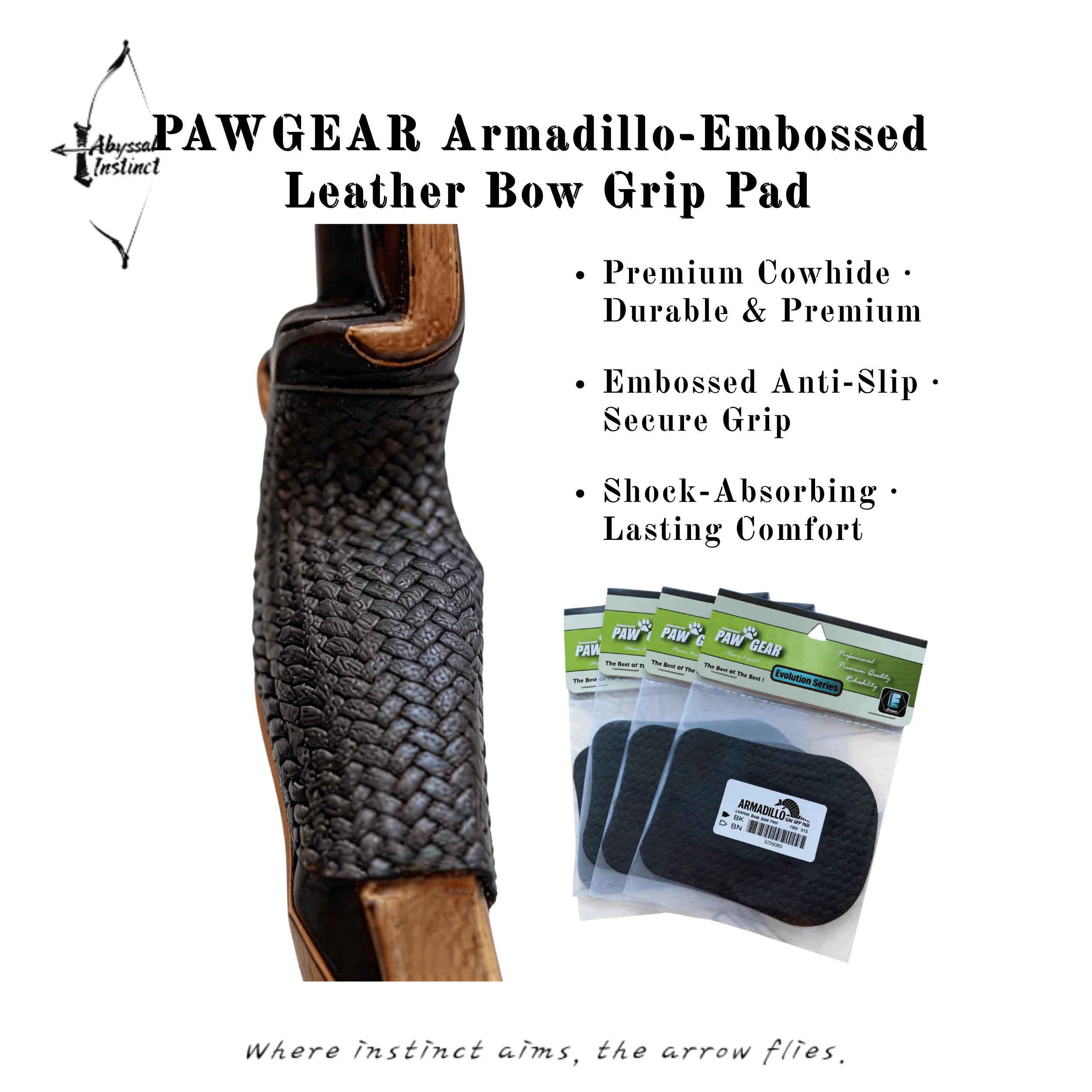 

Leather Bow Grip Pad for Hunting - Anti-Slip Woven Handle Cover to Improve Shot Stability | Recurve & Traditional Bow Accessory