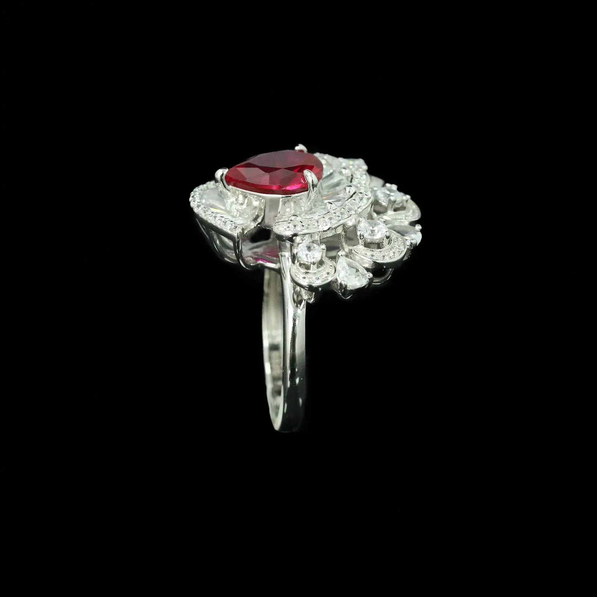 New S925 Silver Ring High Carbon Diamond Cultivation Ruby Girl Skirt Activity Versatile Jewelry Girl Ring Wedding Jewelry