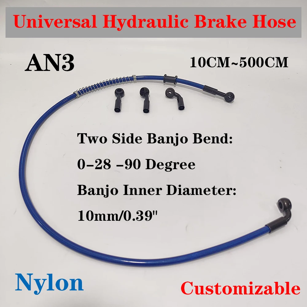 

10CM-500CM Brake Hose Hydraulic DOT Line Cable 10mm 0°-28°-90° Banjo for Suzuki Kawasaki Yamaha Pipe Line Braided oil hose