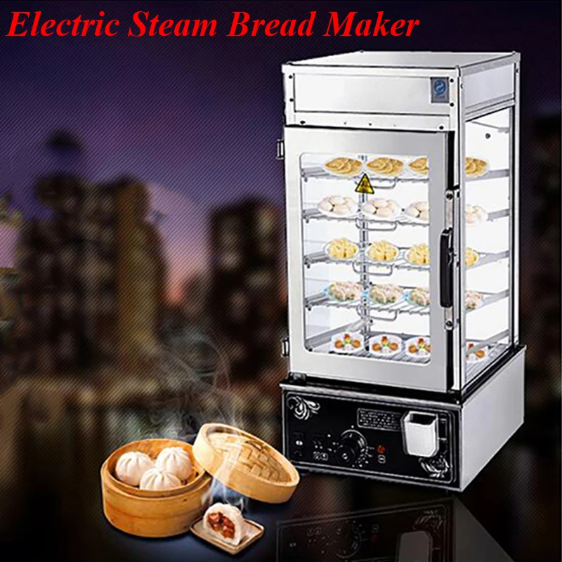 Máquina de vapor elétrica comercial para pão, vidro temperado ao redor, pão comercial, máquina de fazer pão a vapor