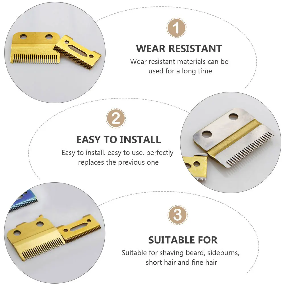 

2Sets Adjustable Clippers Blades Hair Trimmer Replacement Heads for 8148 Smooth Gliding Most Hair Types Barber Supplies