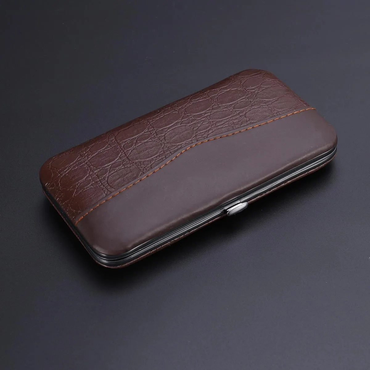 12개 네일 케어 매니큐어 페디큐어 세트 스테인리스 스틸 전문가용 그루밍 키트 여행용 브라운 PU 네일 케어 세트