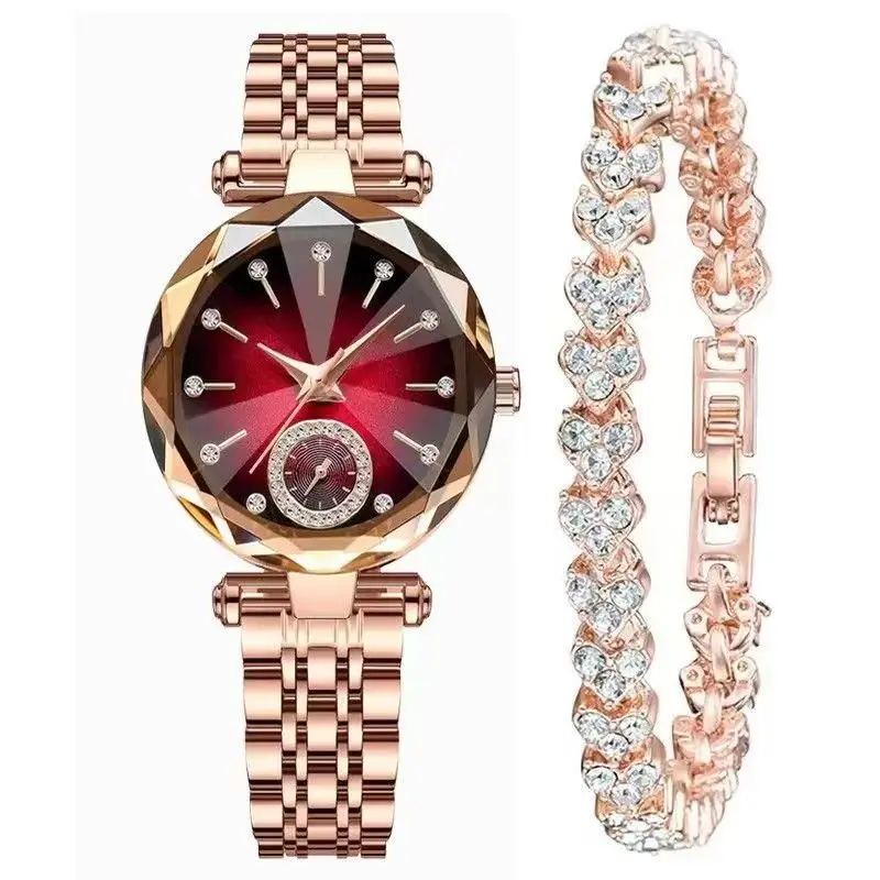 New Fashion Hot selling Women's Watch Bracelet Set Steel Belt Watch Women's Watch Casual Simple Quartz Watch