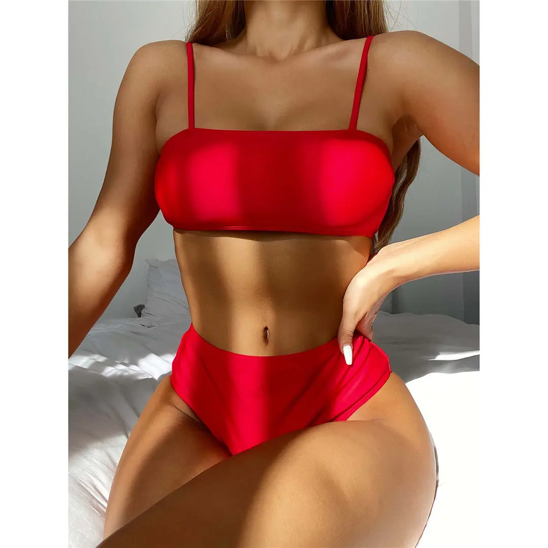 Sexy bedruckter Bikini mit hoher Taille, Damen-Badebekleidung, dreiteiliges Bikini-Set mit Kleid, Badeanzug, Badebekleidung, Schwimmbekleidung V2808 – Detail 11