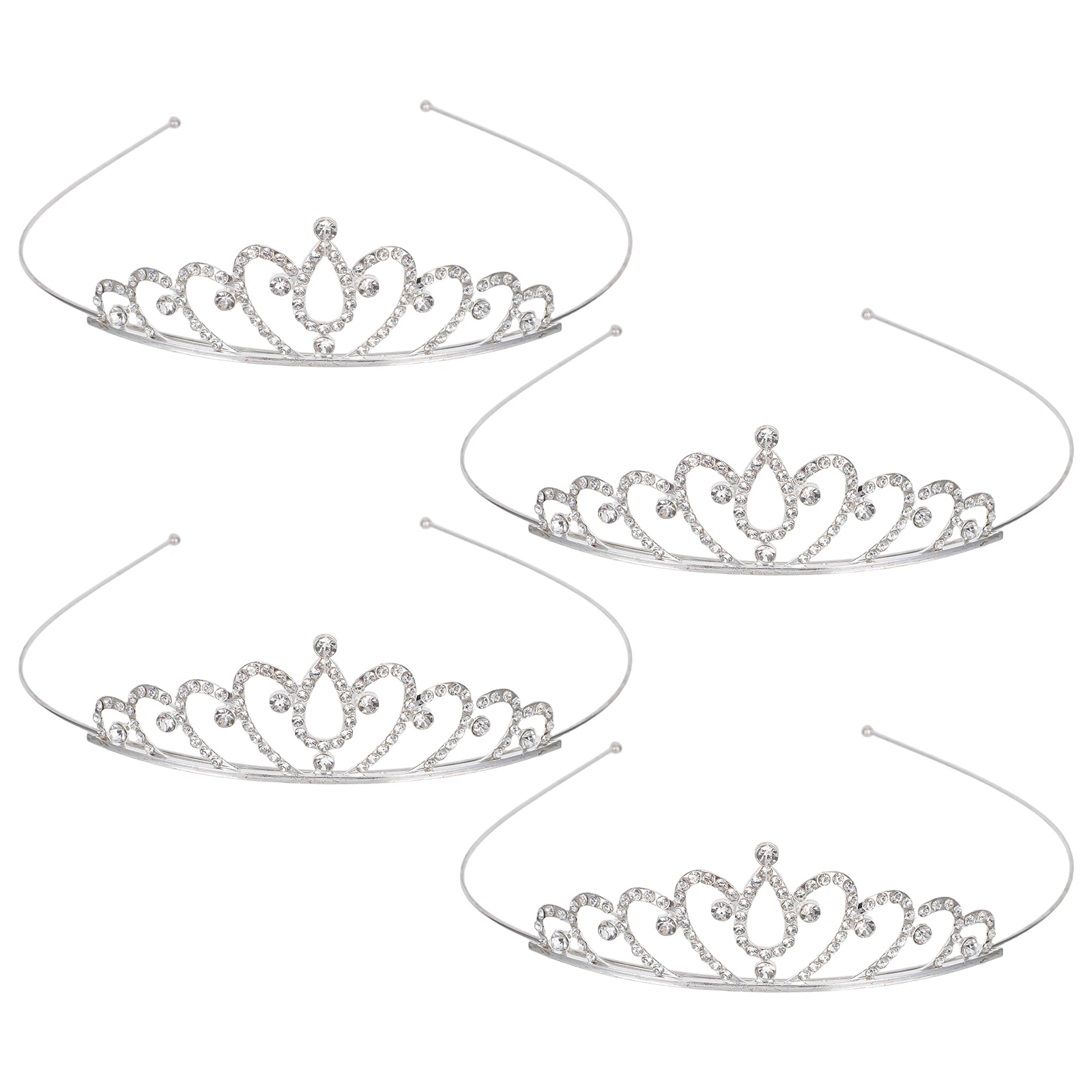 

4pcs Children's Crown Headband for Girls Elegant Princess Tiara Lightweight Comfortable Party Dress Up Accessories Rhinestones