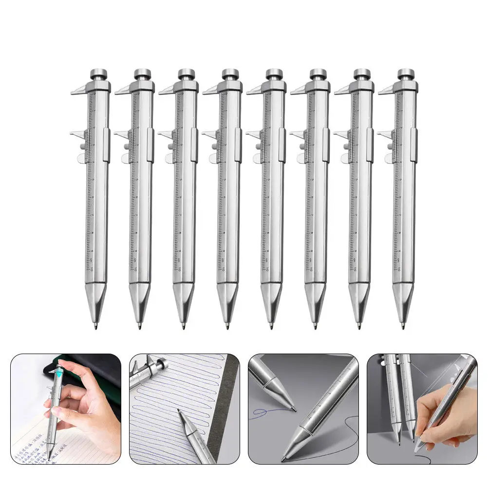 

8Pcs Multi-Use Ballpoint Pen with Built-in Ruler Scale Smooth Writing Comfort Grip Student Stationery School Office Supply