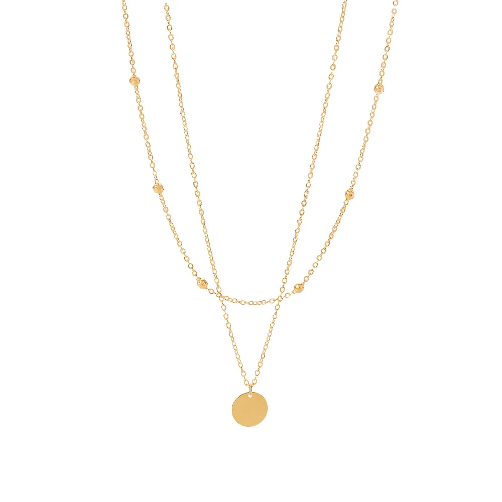 

Stainless Steel PVD 18K Gold Plated Tarnish Waterproof Layered Beads Chian Necklace For Woman Jewelry Wholesale Trendy