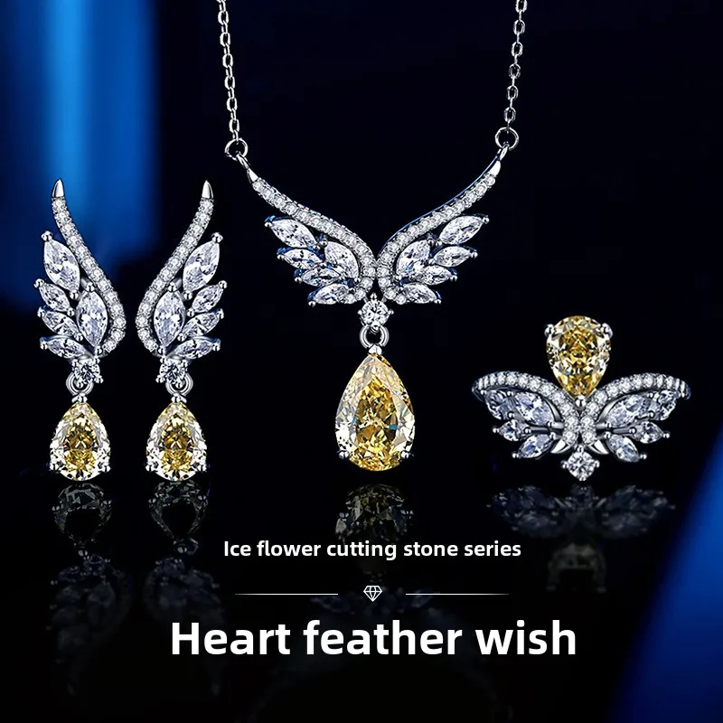 dawn's-jewel-s925-スターリングシルバー-オリジナル-ウィング-ジルコン-ネックレス-韓国版アイスカット-ストーン-イヤリング-セット-ネックレス