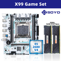 SOYO X99 Motherboard LGA 2011-3 Set Kit Xeon E5 2680 V4 CPU Processor 32G=2*16G DDR4 REG ECC RAM Memory M.2 NAME For Computer