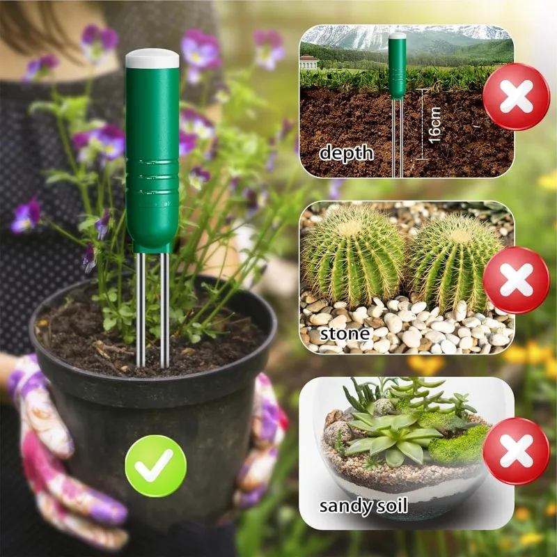 Medidor de humedad del suelo para plantas, 4 en 1, probador de humedad/temperatura/luz solar/Tiempo, Sensor Digital, medidor de agua para