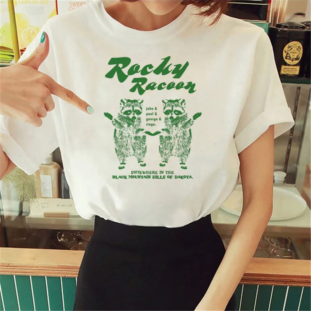 Racoon t-shirts women streetwear funny harajuku t shirt female comic 2000s manga clothes