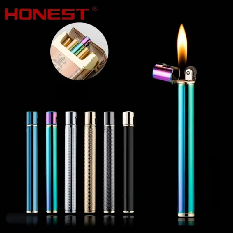 

HONEST Metal Mini Smoke Wheel Lighter Portable Outdoor Inflatable Lighter Cigarette Accessories Smoking Gifts