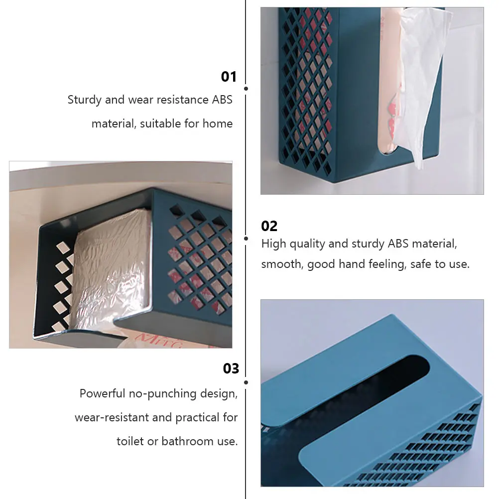 

1pc Wall Mounted Tissue Holder ABS Sturdy Wear Resistance Home Toilet Kitchen Punch Free Long Service Tissue Storage Box