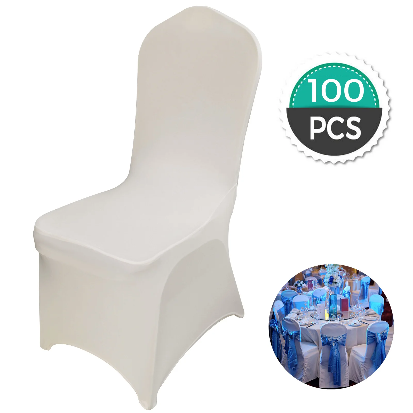 SucceBuy 100 Stuks Bruiloft Stoelhoezen Stretch Polyester Spandex Hoes Opvouwbare Platte Voorstoel Covers voor Hotel Dining Party