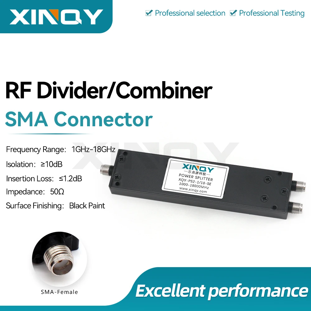 XINQY 1-18GHz Wideband Microstrip Power Splitter/Combiner, 1-Way-to-2-Way SMA RF Coaxial Divider/Combiner