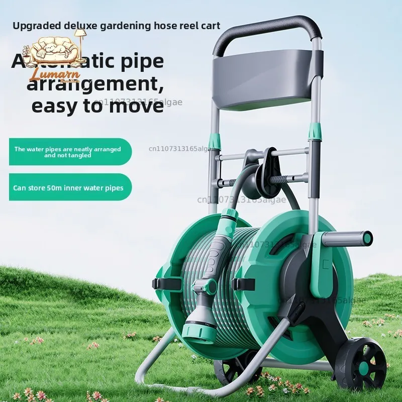 Garden Hose Reel Wall Mount Automatic Retractable Water Pipe Storage Holder Organizer for Watering Plants Outdoor Indoor Use