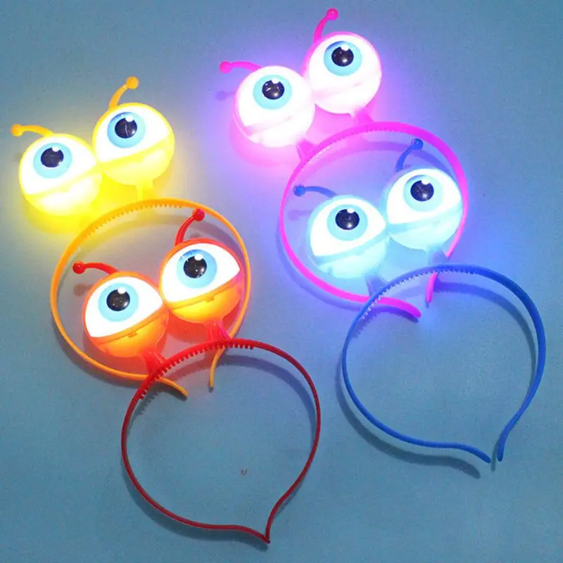 New Alien Eyeball LED Hair Hoop Flashing Glow Headband Crown Heart Light Up Hairbands Hair Accessories Glow Party Christmas New