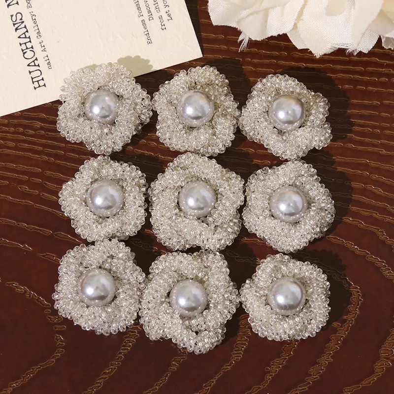 Shoe Charms Pearl Rose Beaded 1 Piece Handwoven Korean Style Versatile DIY Decor for Girls Clogs Jelly Crystal Princess Shoes