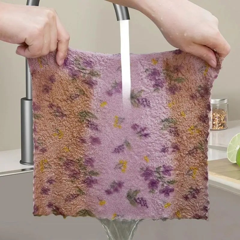 

5pcs Dishcloth Kitchen Dish Cloths Drying Reusable Kitchen Towels Cleaning Cloth【HGPB】