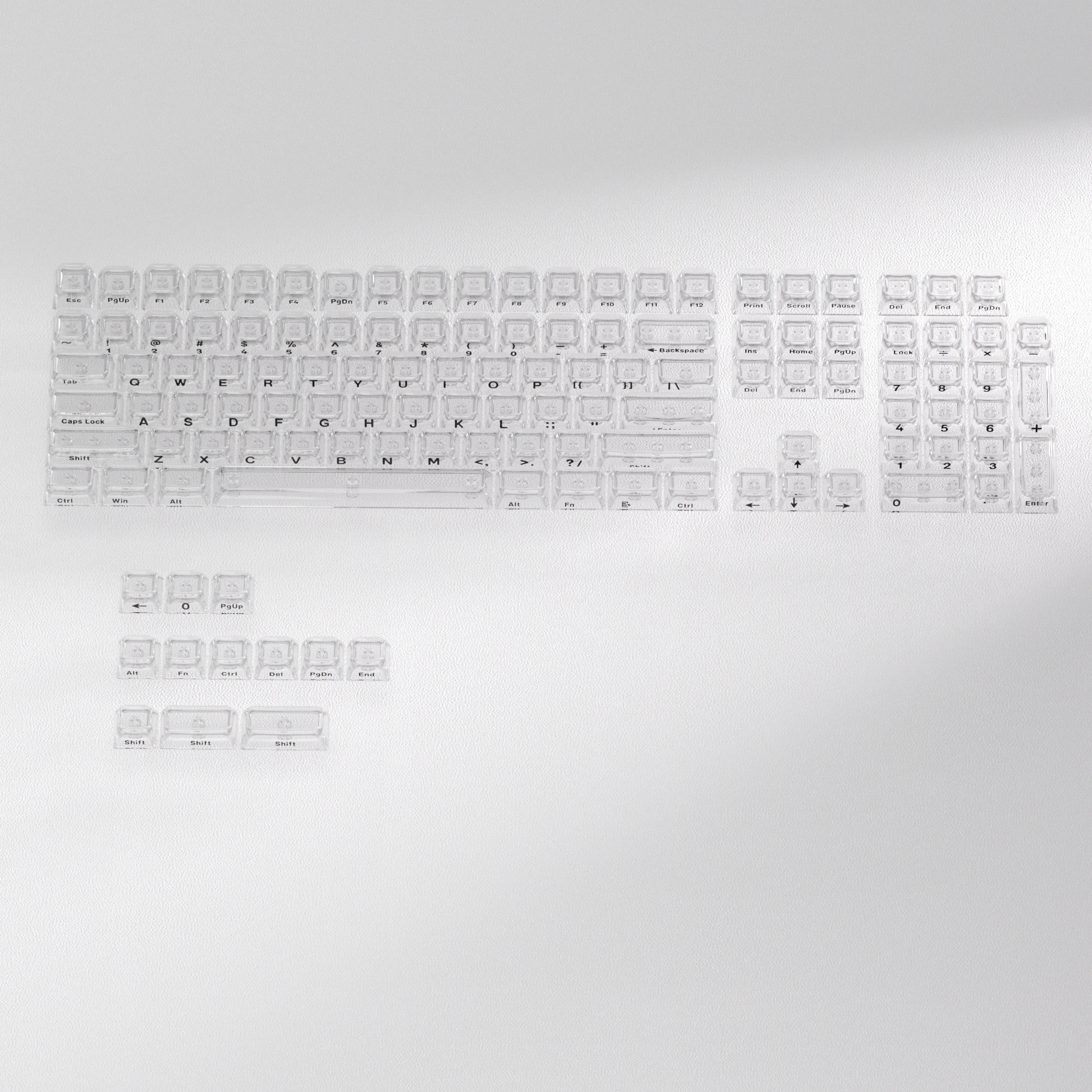 Transparent PC Magic Finger Side Engraved Keycaps 121 Keys ASA Profile Injection Molded Mechanical Keyboard Keycaps White Keycap
