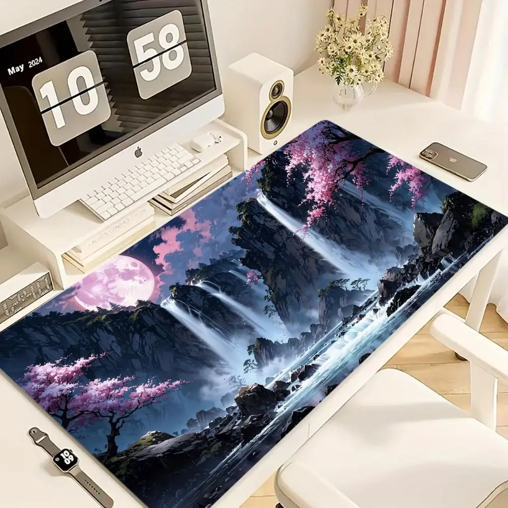 

Коврик для мыши с лунным пейзажем, компьютерные аксессуары, офисные игровые настольные коврики, резиновые противоскользящие коврики для игровой клавиатуры, коврики для мыши, настольные коврики 40X90