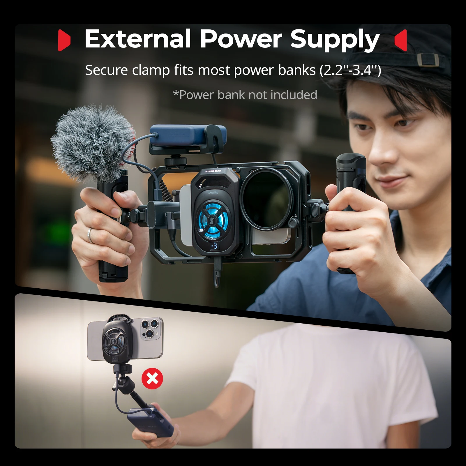 SmallRig 17 Pro / 17 Pro Max قفص الهاتف الذكي الكل في واحد نظام تبريد محمول 15 وات لهاتف iPhone 17 Pro 2 في 1 USB-C الصوتي والطاقة