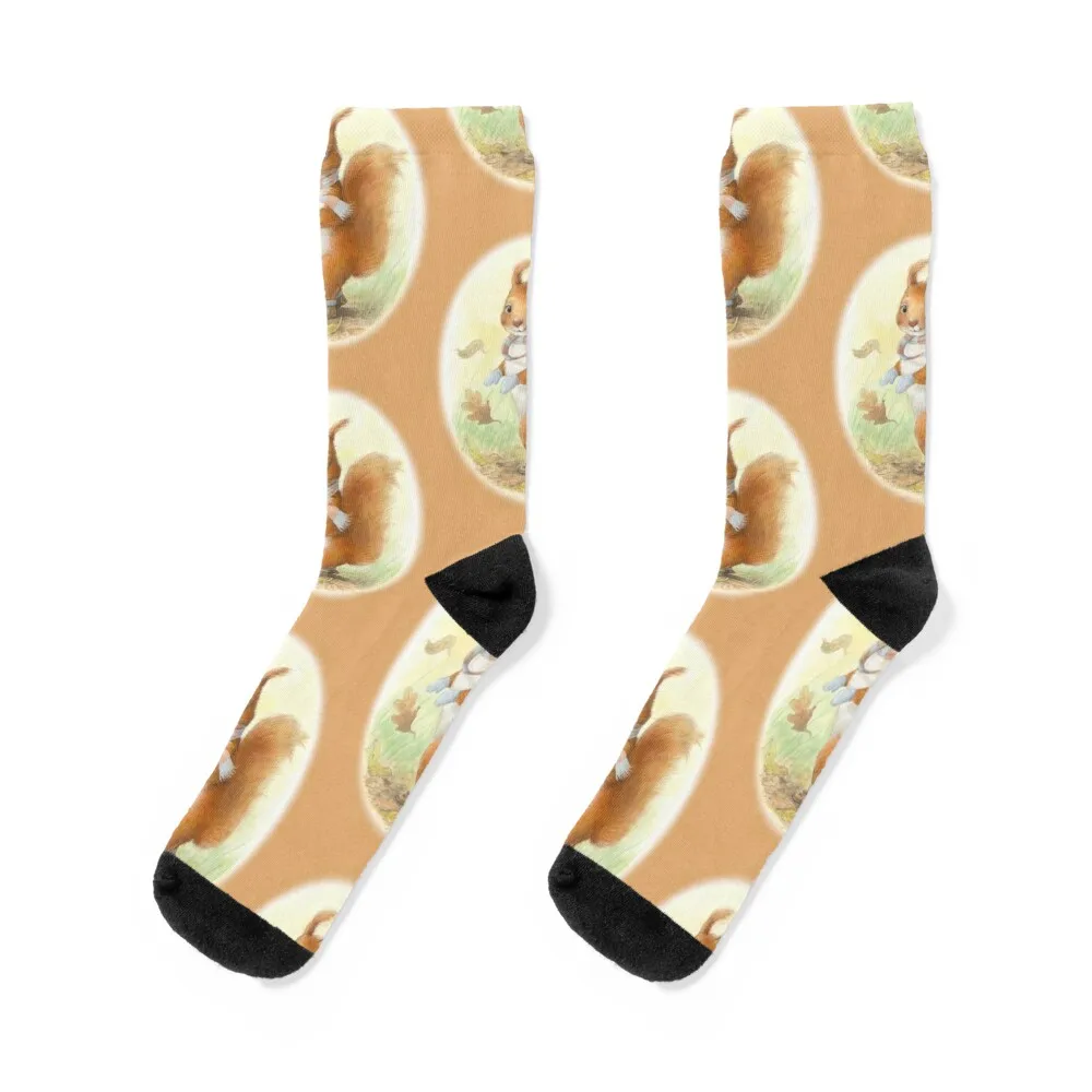 Windy Day Squirrel Socks floor sports stockings funny gift kids Girl'S Socks Men's