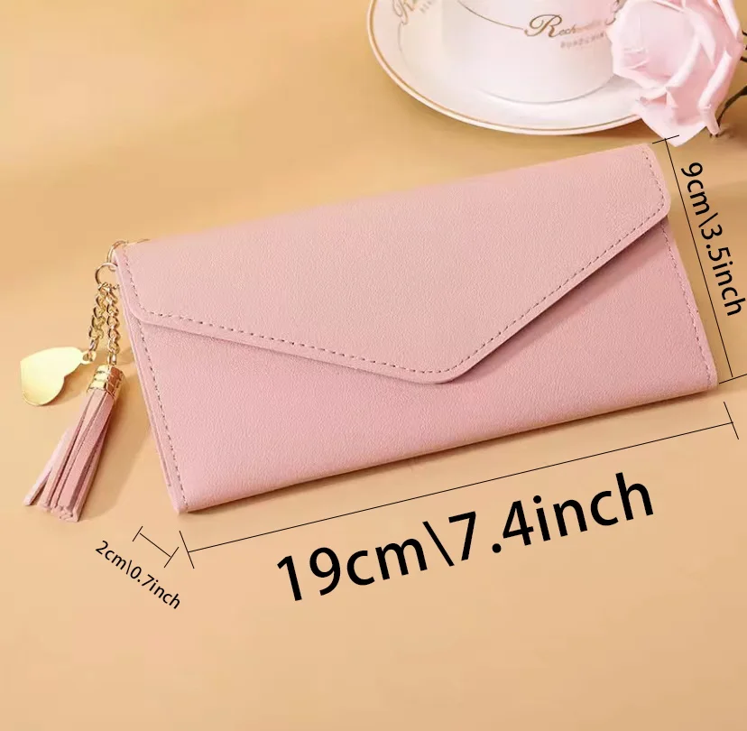 Women Long Wallet Female Purses Tassel Coin Purse Card Holder Wallets Fashion Portable Pu Leather Ladies Clutch Money Bag Pocket