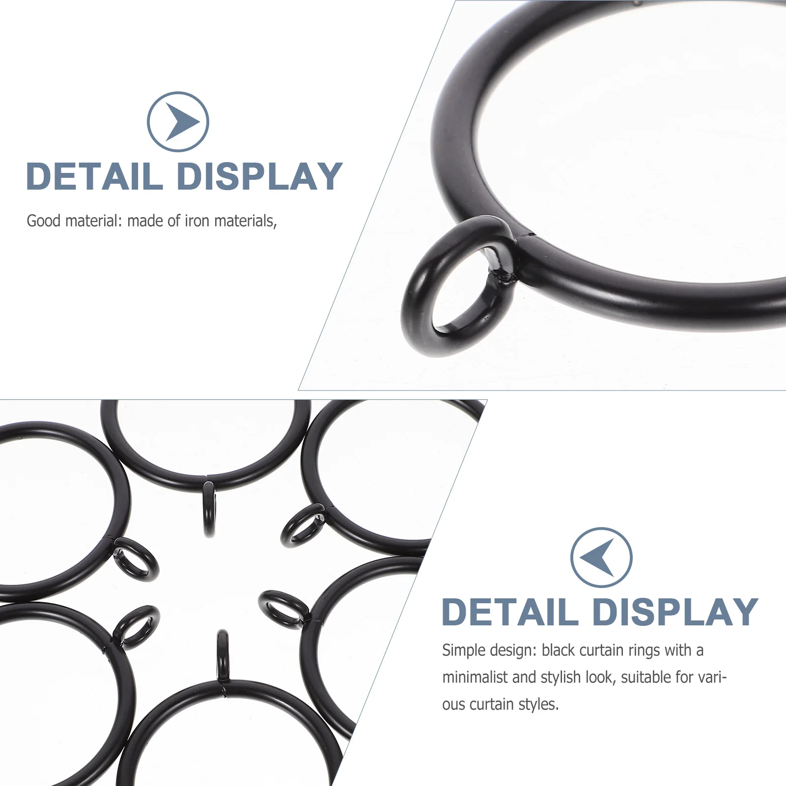 

40pcs Black Iron Curtain Rings Sturdy Rust-Resistant 25Mm Compatible Easy Install Shower Bathroom Hanging Drapery Eyelet Spacer